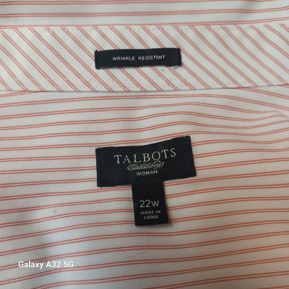 Talbots Women Size 22W  Red Striped Blouse - Picture 13 of 14